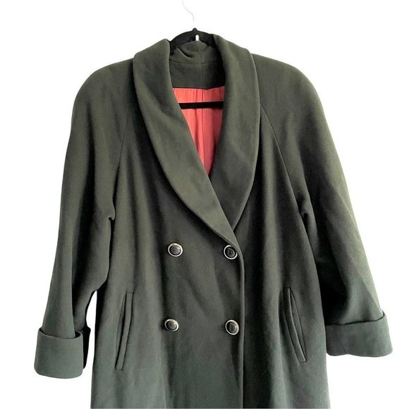 LISA FASHION Of Toronto Vintage Wool Cashmere Oversized Winter Coat Green XL - Picture 3 of 9